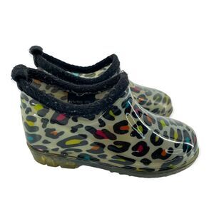 Capelli New York Kids Girl’s Multicolor Leopard Print Rubber Ankle Rain Boots 9